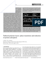 Tethered Polymer Layers: Phase Transitions and Reduction of Protein Adsorption