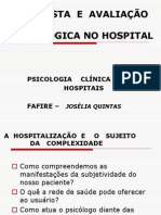 ENTREVISTA  E  AVALIAÇÃO PSICOLÓGICA NO HOSPITAL