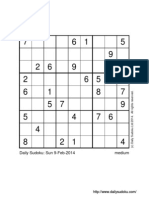Medium Daily Sudoku: Sun 9-Feb-2014