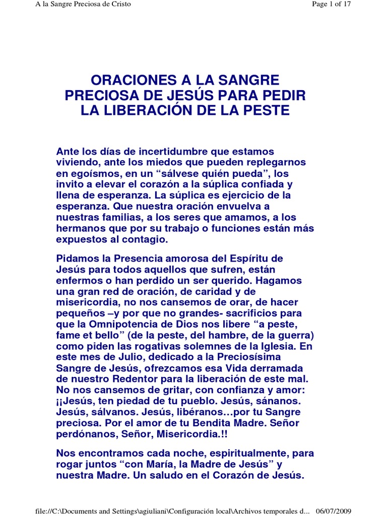 Oracion A La Sangre Preciosa de Cristo | PDF | Cristo (título) | eucaristía