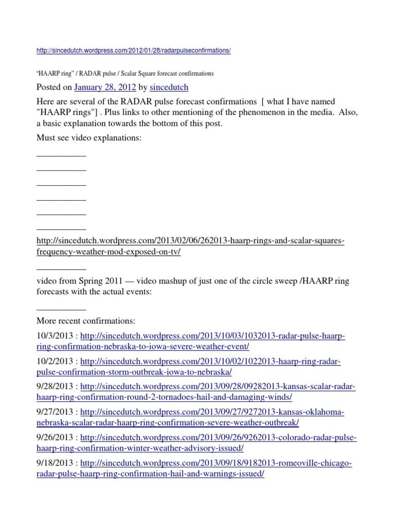 HAARP Rings and Radar Pulse Confirmations | PDF | Ionosphere | Radar