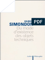 (Livro Frances) Simondon Du Mode de l Existence Des Objets Techniques