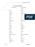 Unit 1: Natural Numbers: Vocabulary Bilingual Section