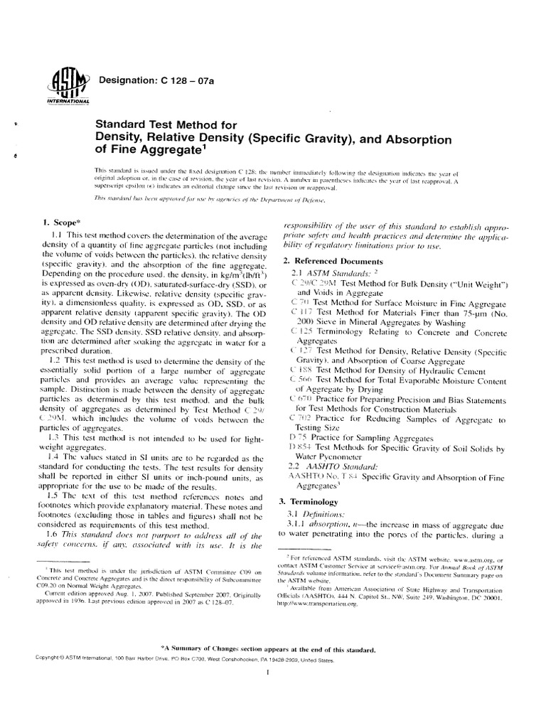 Astm c128 07a