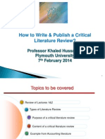 How To Write & Publish A Critical Literature Review?: Professor Khaled Hussainey Plymouth University 7 February 2014