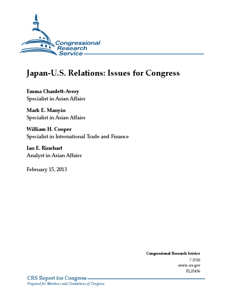 RL33436 US Japan Relations | PDF | Shinzō Abe | Nuclear Power