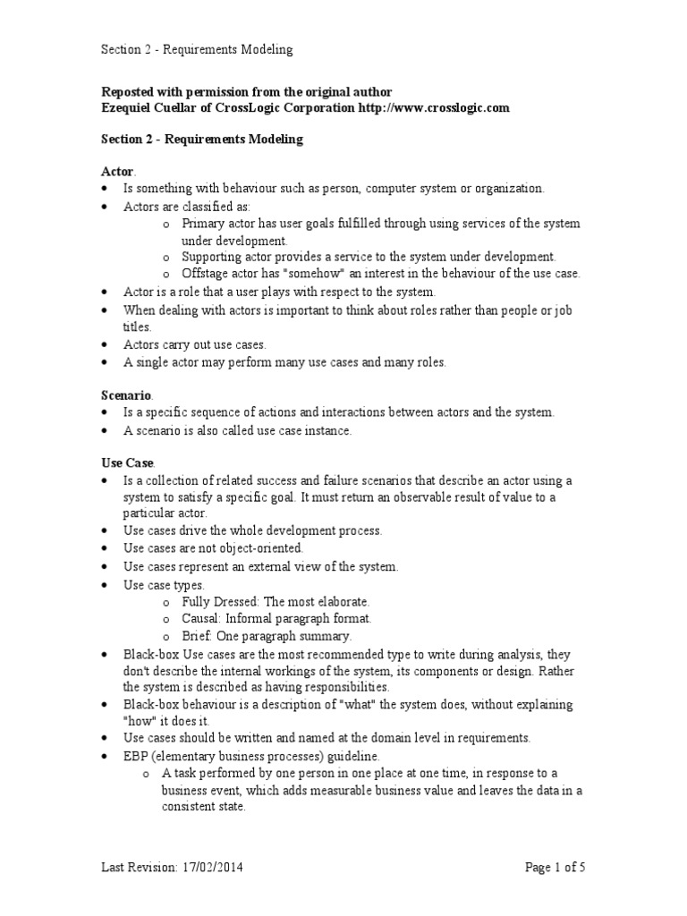 Section 2 - Requirements Modeling | PDF | Use Case | Business