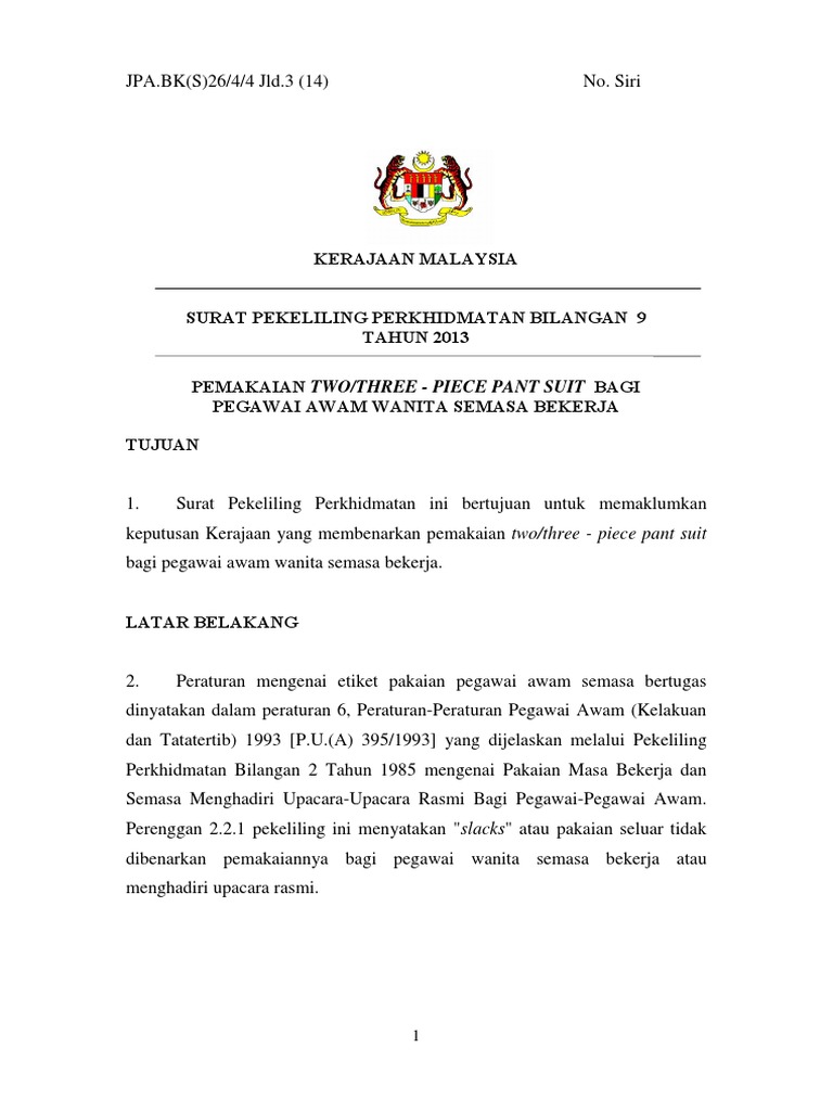 Pekeliling Etika Pemakaian Staf Wanita Pdf