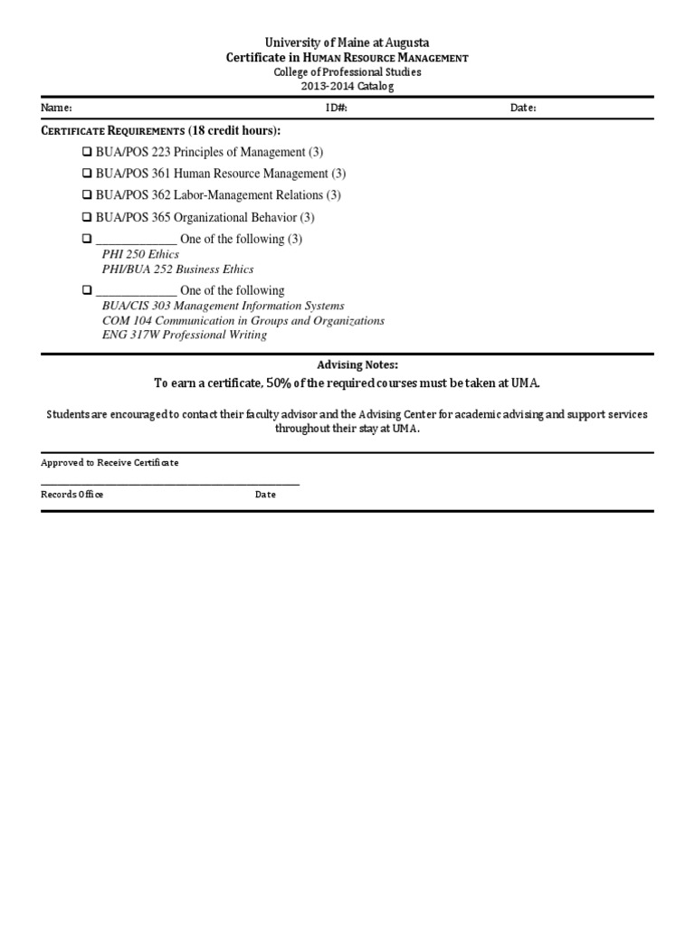 Certificate in Human Resource Management | PDF | Business