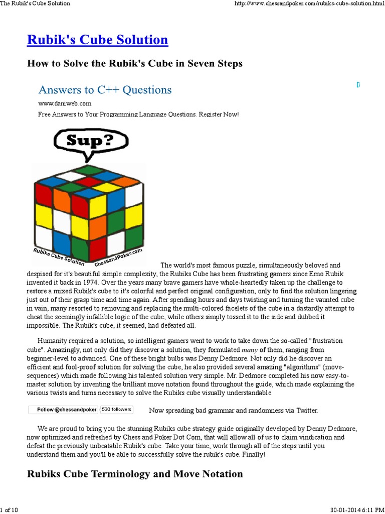 The Rubik's Cube Solution PDF | PDF | Algorithms | Games Of Mental Skill