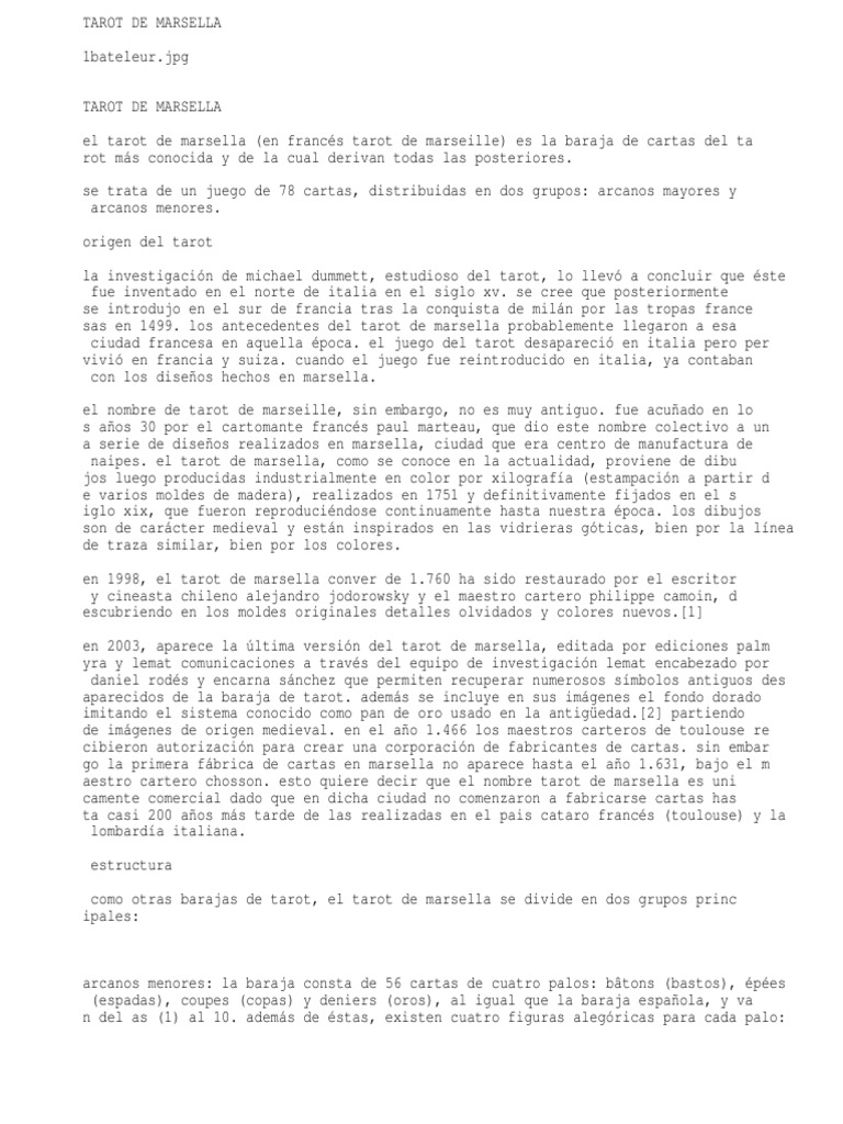 Tarot de Marsella: Arcanos y Significados | PDF | Tarot | Jugando a las ...