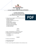 Model Test Paper 2013 B.Sc.-III: Zoology-III Applied Zoology, Ethology and Biostatics