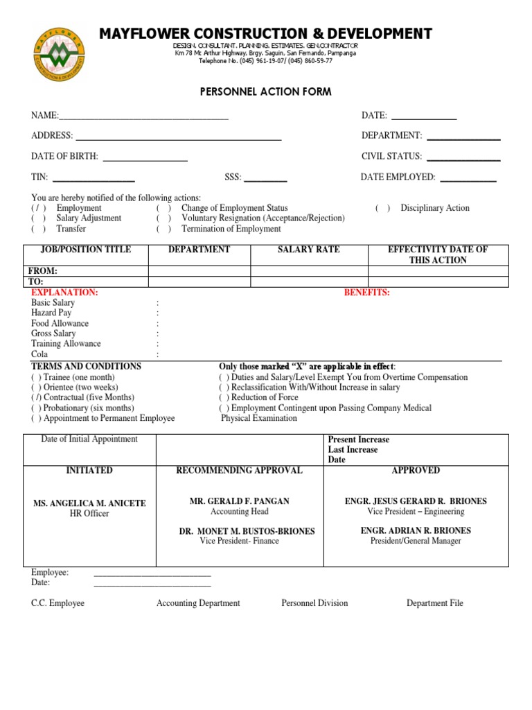 Personnel Action Form | PDF | Career & Growth | Finance & Money Management
