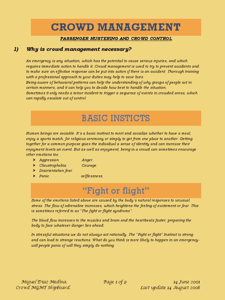 Crowd Management: Basic Insticts | PDF