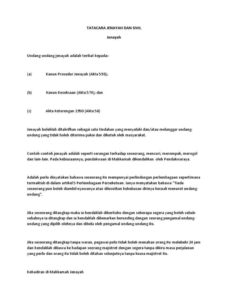 Tatacara Jenayah Dan Sivil | PDF