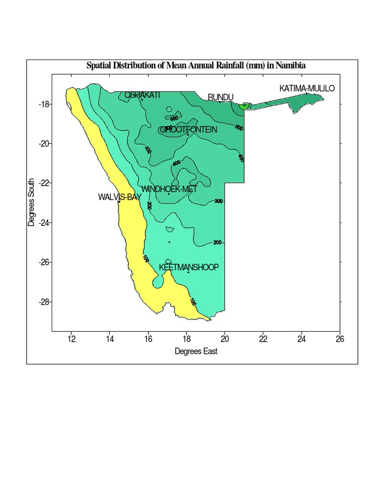Namibia Mean Annual Rainfall Map | PDF
