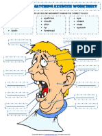 Parts of Face Vocabulary Matching Exercise Worksheet