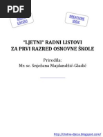 Ljetni-Radni-Listovi Za Prvi Razred