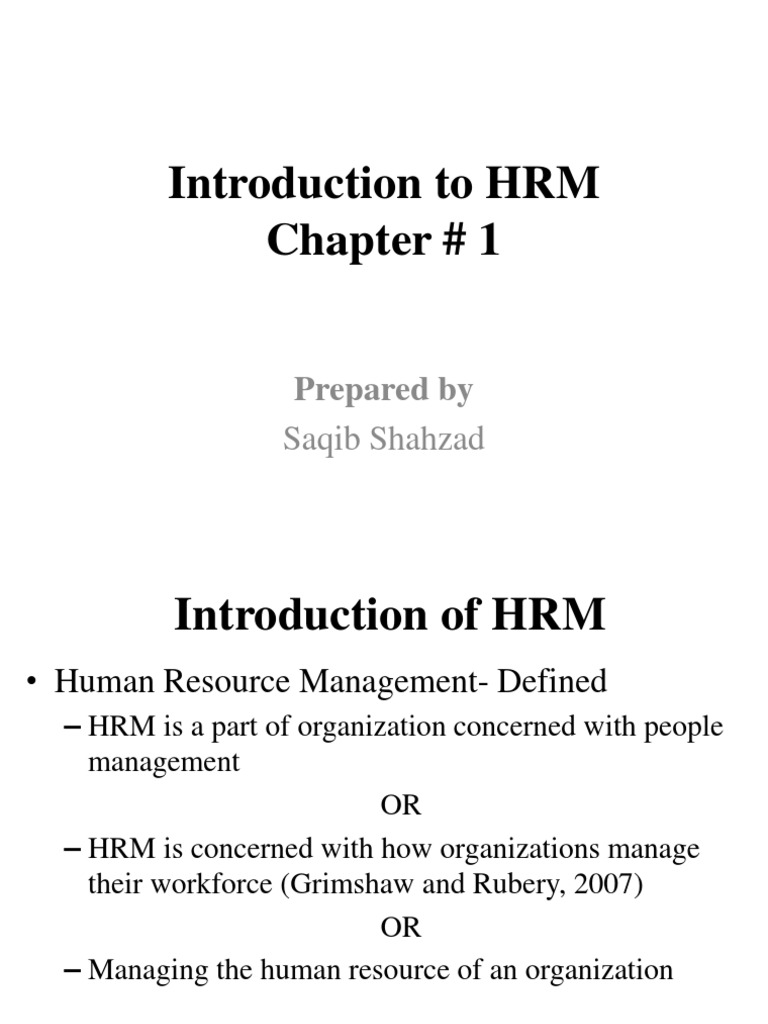 Overview of Human Resource Management | PDF