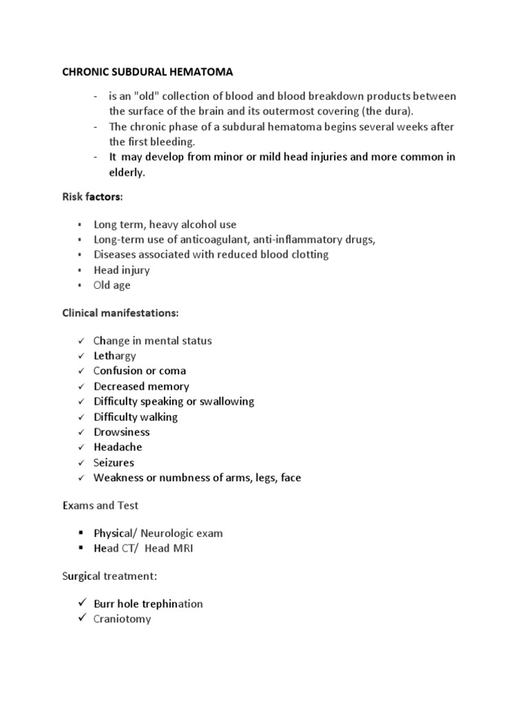 Chronic Subdural Hematoma Overview | PDF