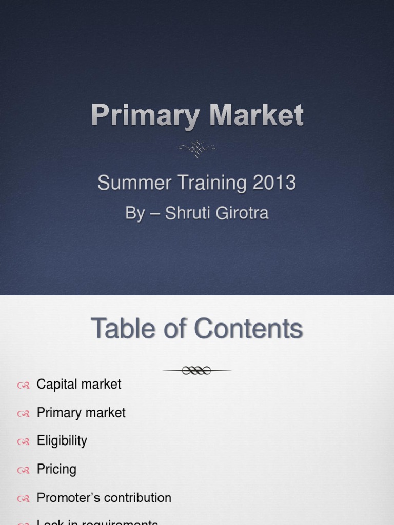 Primary Market | PDF | Securities (Finance) | Stocks