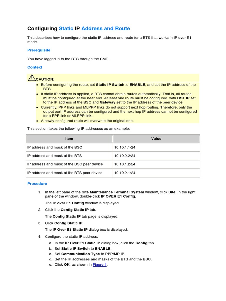 Configuring GTMU Static IP Address and Route | PDF | Ip Address | Tab (Gui)