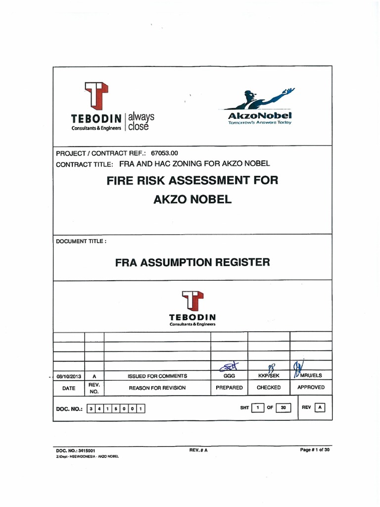 FRA Assumption Register Overview | PDF | Mill (Grinding) | Fire Protection
