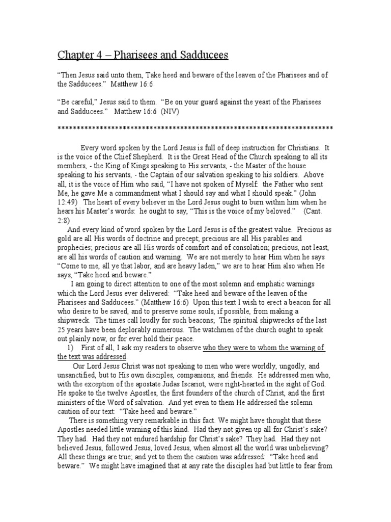 Beware the Leaven of Pharisees | PDF