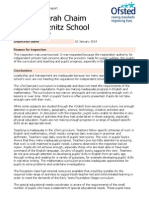 Ofsted Independent school emergency inspection report of Talmud Torah Chaim Meirim Wiznitz School