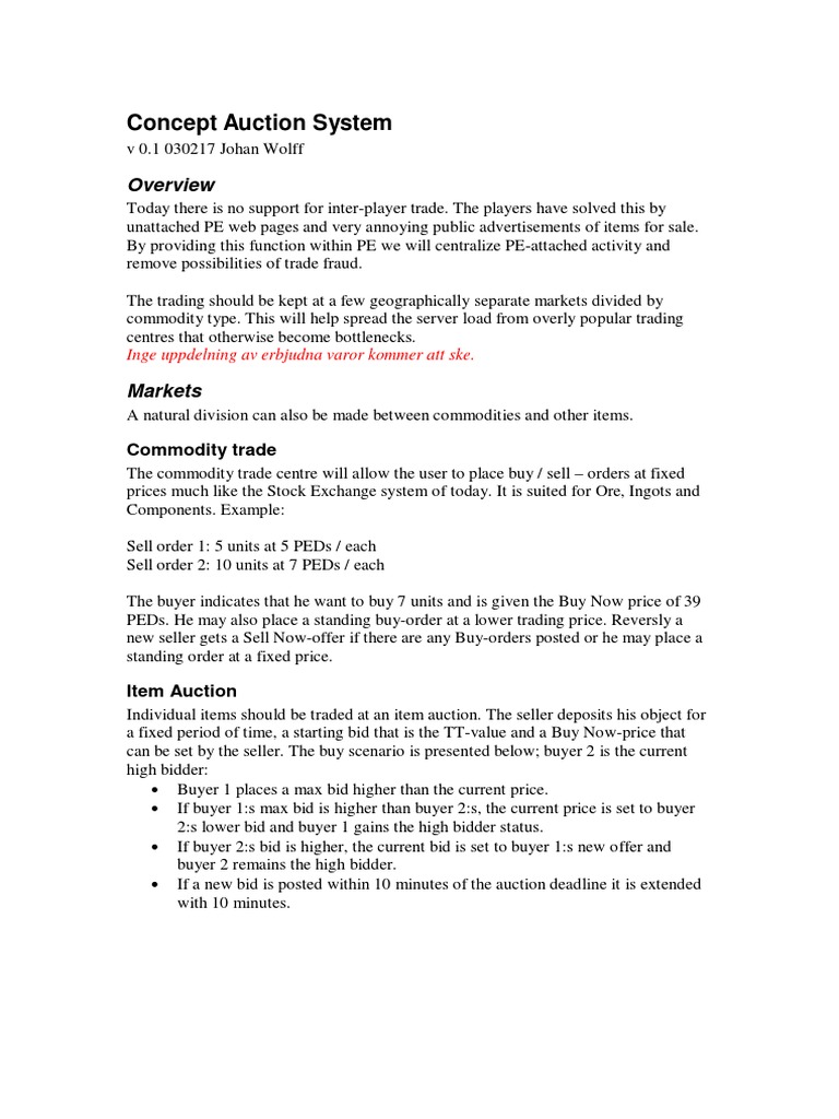 Concept Auction System: Commodity Trade | PDF