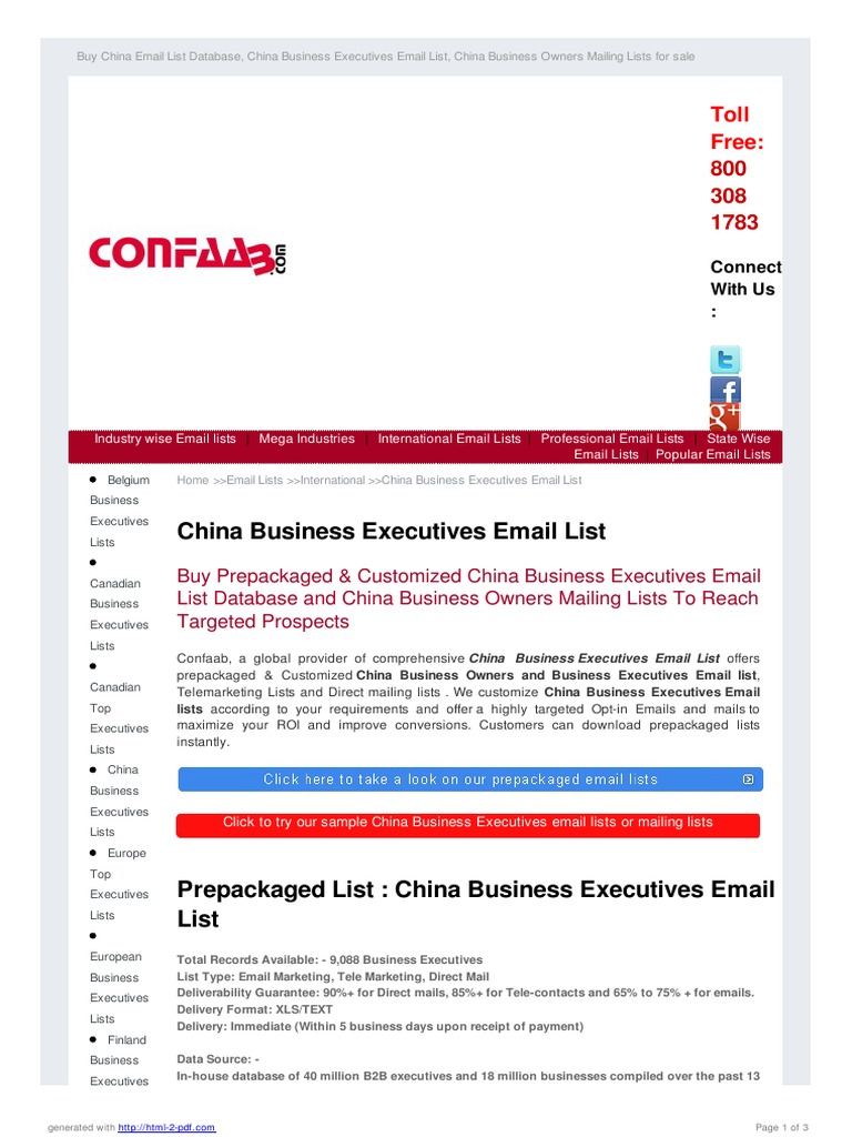 China Email List | PDF | Direct Marketing | Business