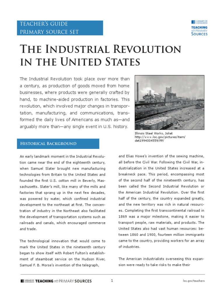 Primary Sources of the American Industrial Revolution | PDF ...