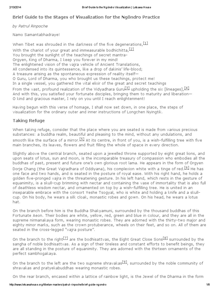 Brief Guide To The Ngöndro Visualization Lotsawa House PDF Indo