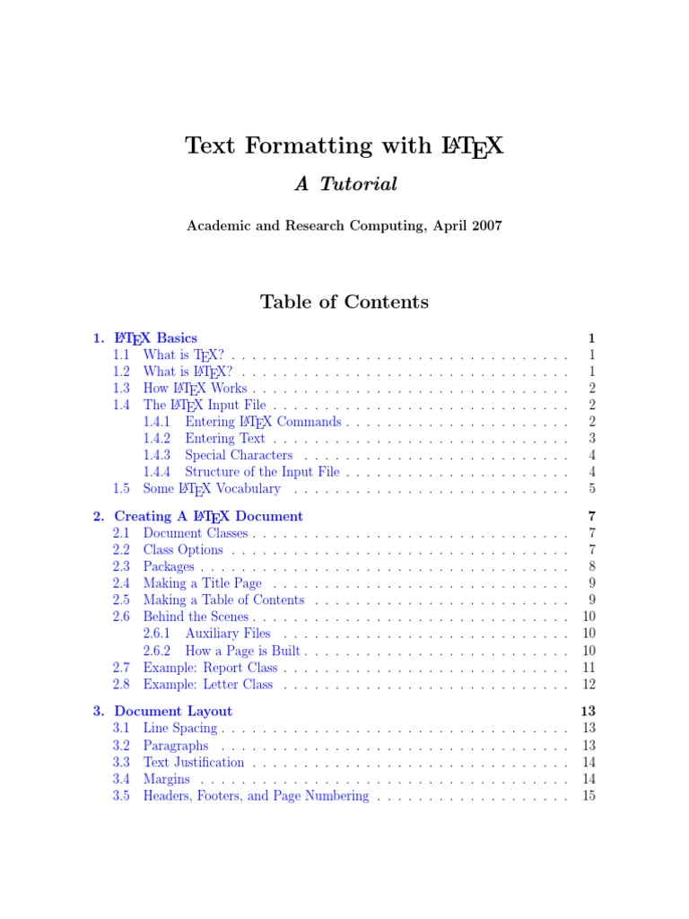 Text Formatting With L TEX: A Tutorial | PDF