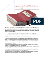 Les Mesures Fiscales Proposées Dans Le Projet de Loi de Finances 2014