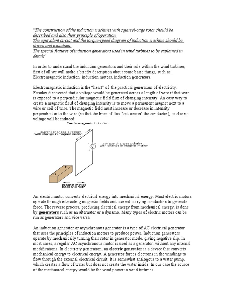 Induction Generators in Wind Turbines | PDF | Electric Generator ...