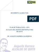 Plan de gobierno Augusto Barrera (LISTAS 35) para la alcaldia de Quito periodo 2014-2019