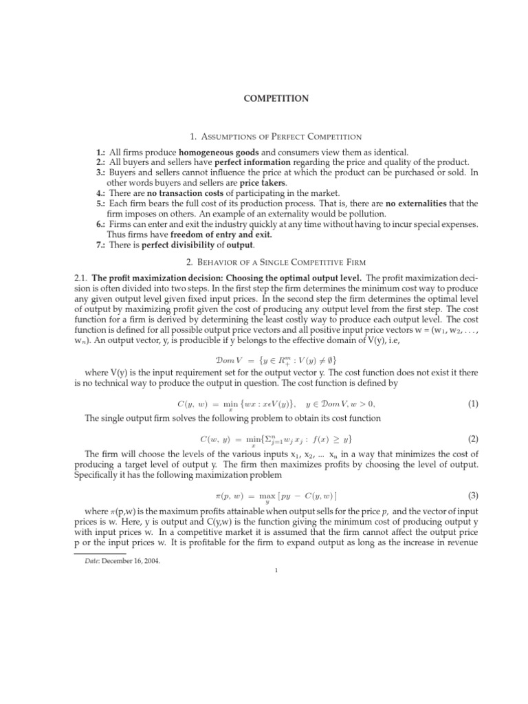 Intro Micro Economics Perfect Competition | PDF | Economic Equilibrium ...