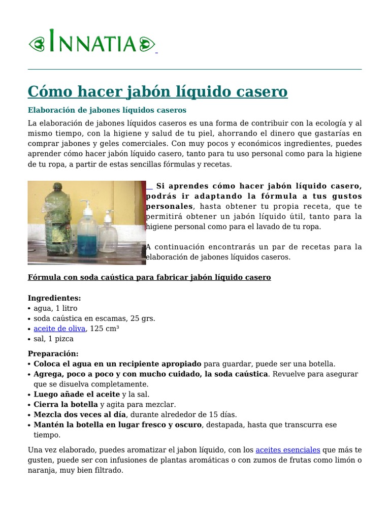 Como Hacer Jabon Liquido PDF | PDF | Jabón | Aceite de oliva