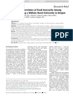 Prevalence and Correlates of Food Insecurity Among Students Attending A Midsize Rural University in Oregon