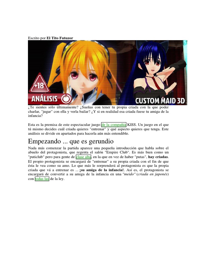 unteralterbach por hentai Análisis Custom Maid | PDF | Ocio