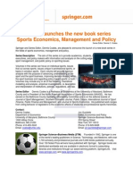 Springer Launches The New Book Series Sports Economics, Management and Policy