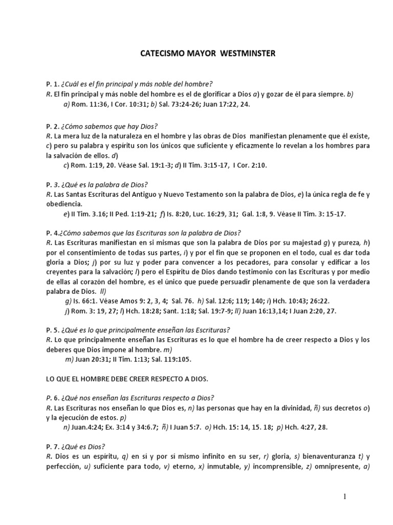 Catecismo Mayor De Westminster Pdf Pdf