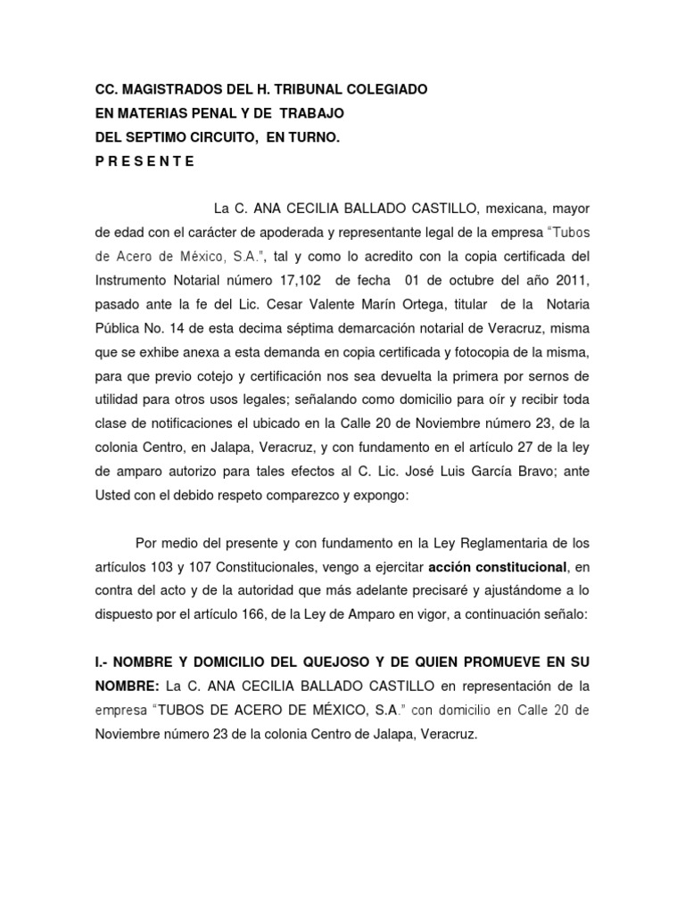 Amparo Directo Laboral | PDF | Evidencia (ley) | Derecho laboral