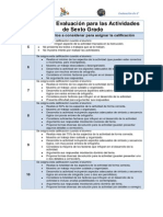 Rúbrica de Evaluación de Sexto Grado PDF