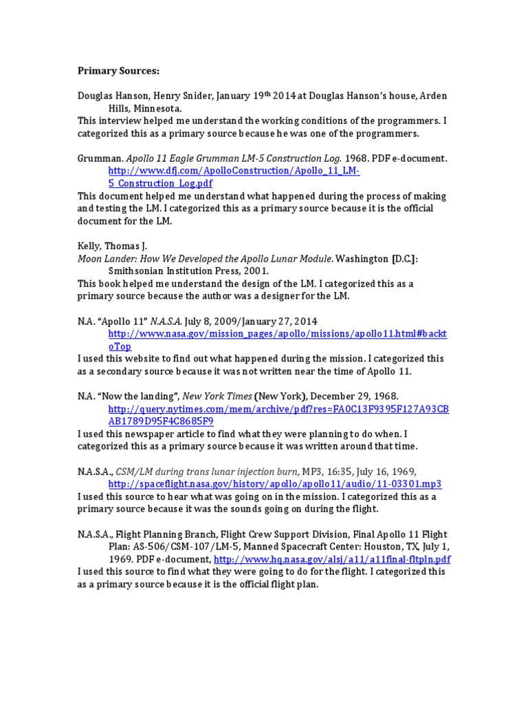 Apollo 11 Primary and Secondary Sources | PDF | Apollo Program | Apollo ...