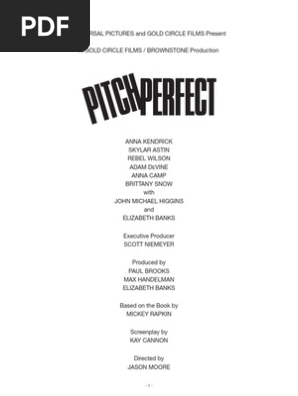 Pitch Perfect Production Notes PDF Leisure Entertainment  