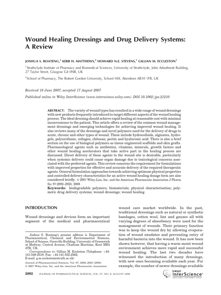 Wound Healing Dressings and Drug Delivery Systems PDF Wound Healing