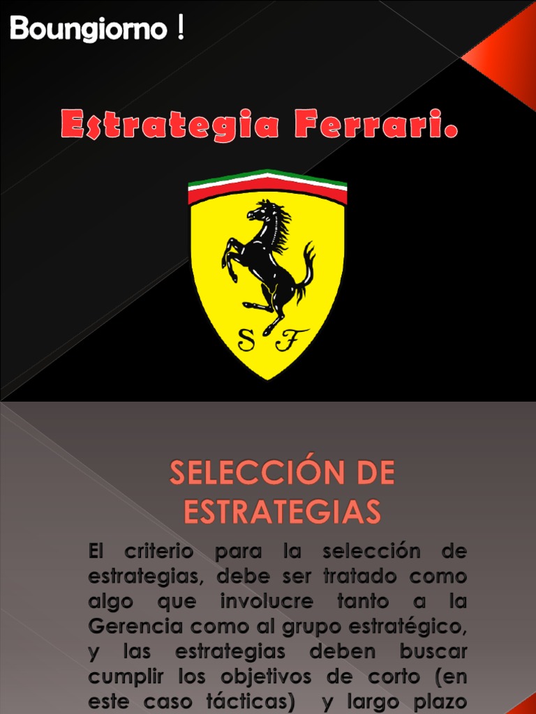 Estrategia y objetivos de Ferrari | PDF | Mercado (economía) | Liderazgo