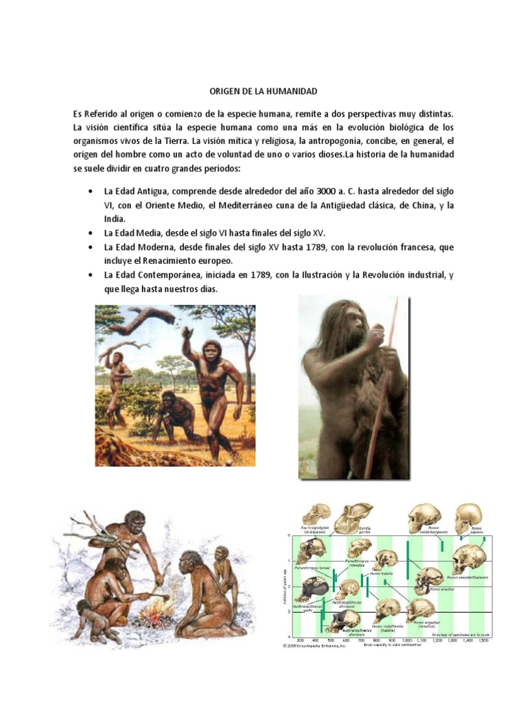 Origen de la Humanidad y sus Etapas | PDF